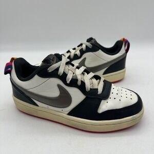 Nike DJ0040-100 Kids Size 4Y White/BLK Court Borough Low 2 GS SE Metallic Shoes